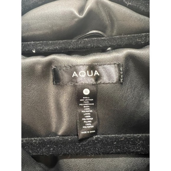 AQUA Faux Leather Puffer Jacket NWT SIZE S - Picture 6 of 6